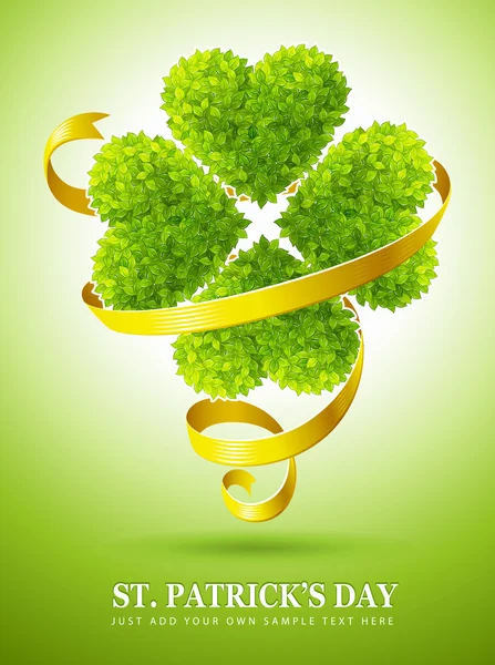 Lucky clover and ribbon for saint Patrick's day — Stock Vector