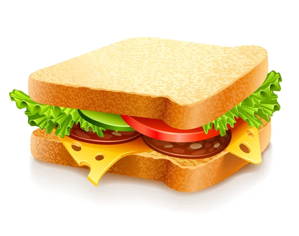 Appetitoso panino con formaggio e verdure — Vettoriale Stock
