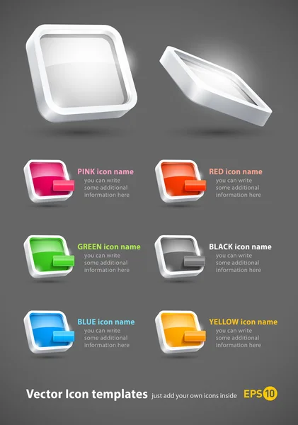 3d colour icons set eps10 — Stock Vector