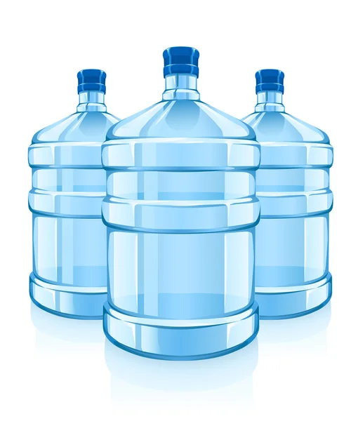 stock vector Three big bottles with clean blue water drink