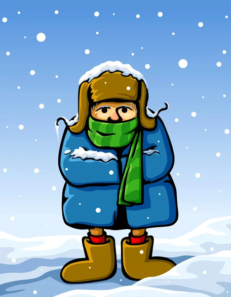Vektorové oblečený muž v zimě sněhem — Stockový vektor