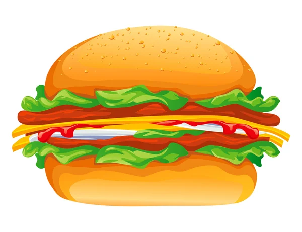 Ilustração em vetor rasterized hambúrguer — Vetor de Stock