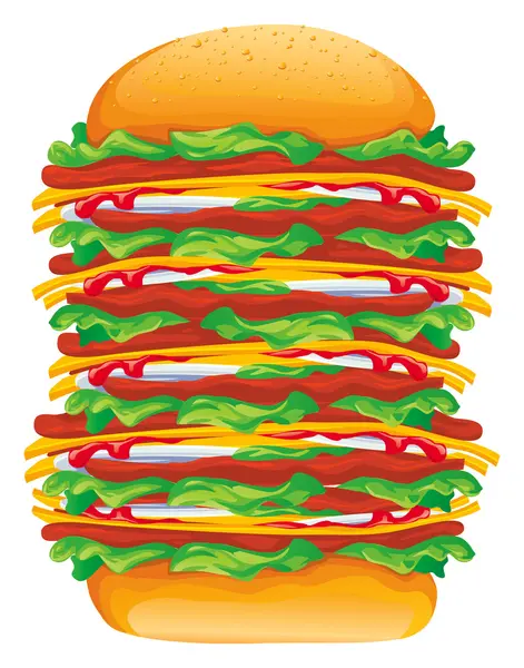 Illustrazione vettoriale di hamburger grande rasterizzata — Vettoriale Stock