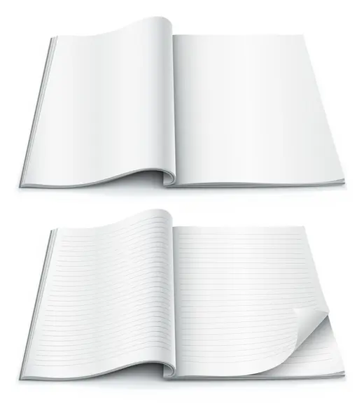Empty pages inside of magazine with wrapped corner — Stock Vector
