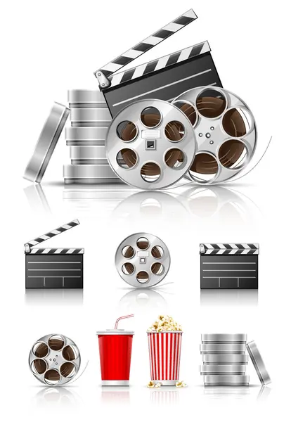 Conjunto de objetos para cinematografia — Vetor de Stock