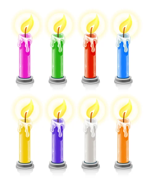 Coloured burning holiday candles — Vector de stoc
