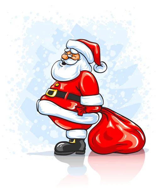 クリスマス プレゼントの大きな赤い袋とサンタ クロース — ストックベクタ