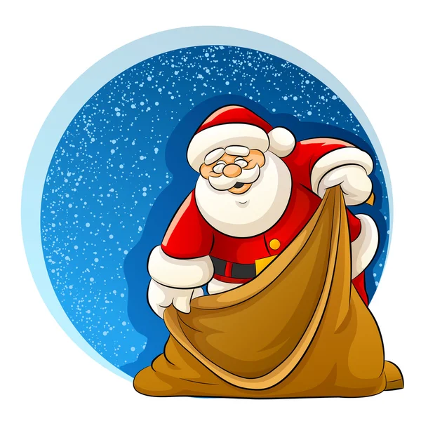 Papá Noel con el saco vacío para regalos de Navidad — Vector de stock
