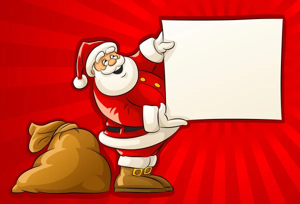 Babbo Natale con sacco e cartoline carta di Natale bianco — Vettoriale Stock