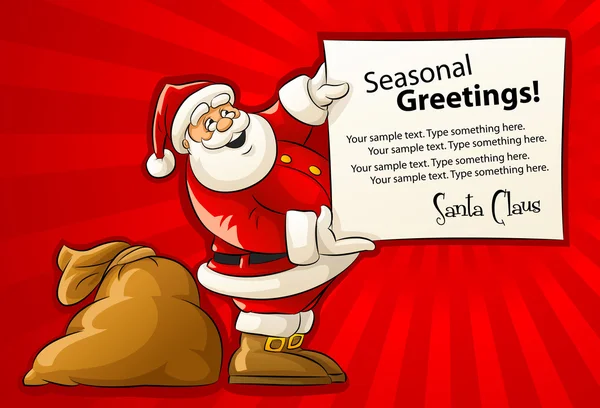 Babbo Natale con sacco e cartoline carta di Natale — Vettoriale Stock