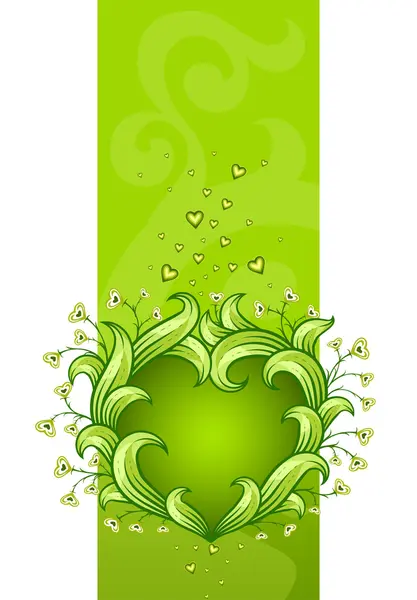 Corazón floral verde de hojas — Archivo Imágenes Vectoriales