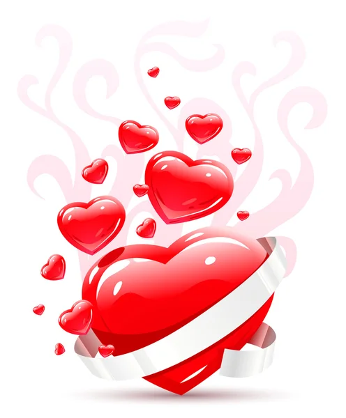 Valentinstag Schmuck mit rotem Liebesherz — Stockvektor