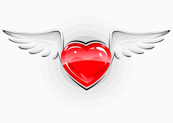 Coração vermelho com asas brancas —  Vetores de Stock