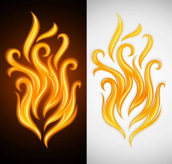 Hot yellow flame of burning fire — Stock Vector
