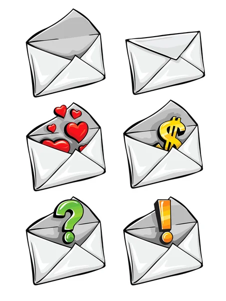 Coleção de envelope de correio vetor ícones com sinais do negócio —  Vetores de Stock