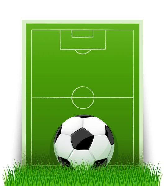 Soccer ball on the green field with grass — Stock Vector