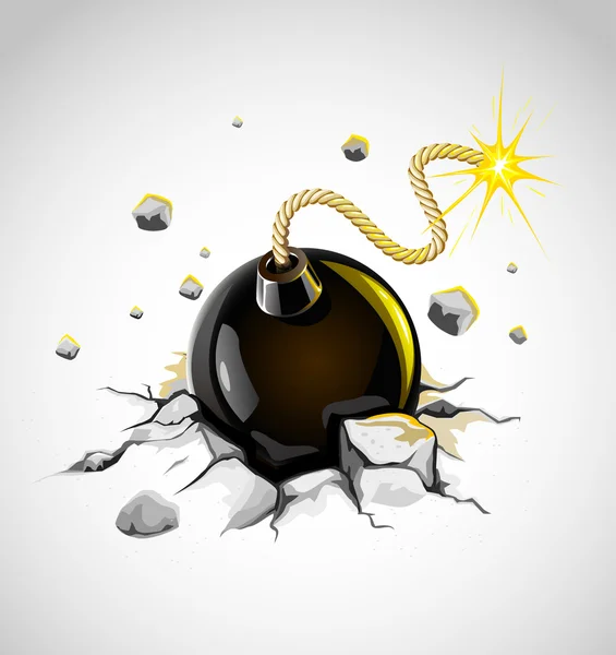 Béton sol fissuré par bombe combustion dangereux — Image vectorielle