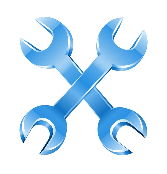 Cruz de llave y llave inglesa herramientas de trabajo — Vector de stock