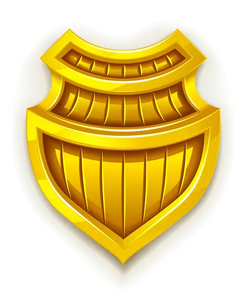 Símbolo distintivo dourado de segurança e proteção — Vetor de Stock