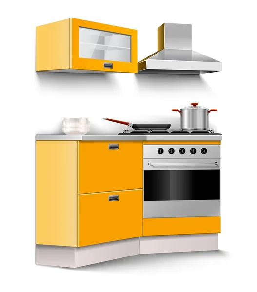 Nouveaux meubles de salle de cuisine des vecteur isolé — Image vectorielle