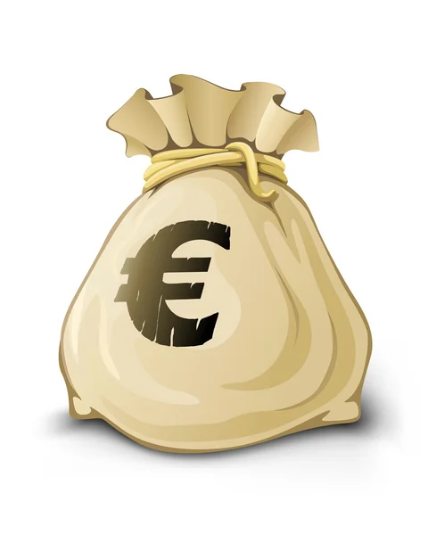 Sacco completo con denaro di euro isolato — Vettoriale Stock