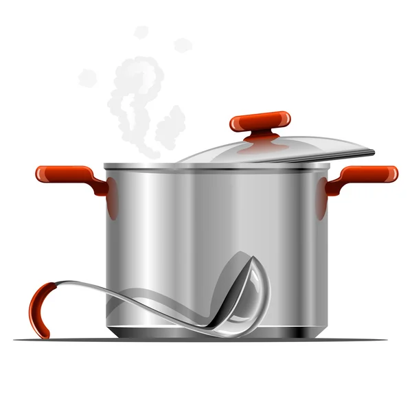 Vector new hot silver pan tableware isolated — Vector de stock