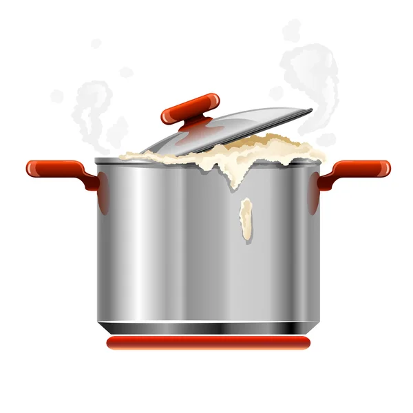 Vector new silver pan tableware boiling isolated — Stock Vector
