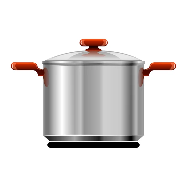 Vector nieuwe zilveren pan servies voor het koken geïsoleerd — Stockvector