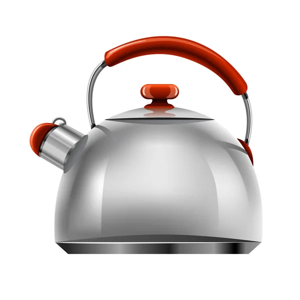 Vector new silver tea pot kitchen tableware isolated — Stock Vector