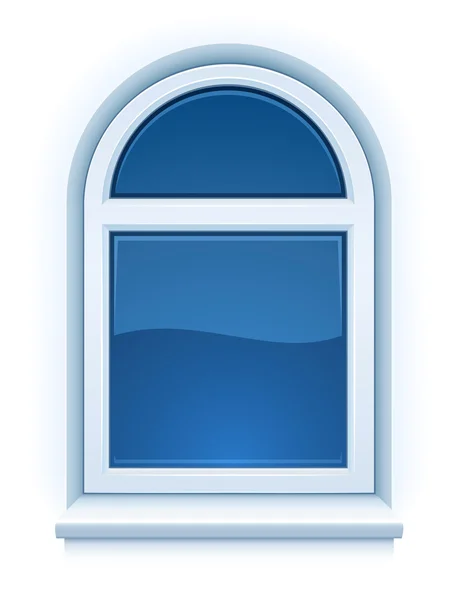 Arco ventana plástica cerrada con antepecho — Vector de stock
