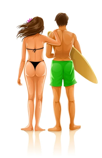 Молода пара на пляжі — стоковий вектор
