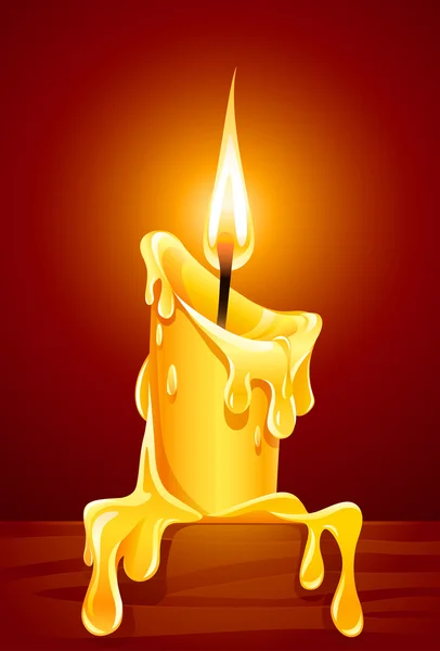 Llama de la vela con goteo cera ardiente — Vector de stock