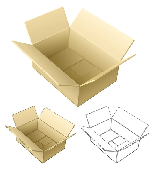 Boîte ouverte en carton isolée — Image vectorielle