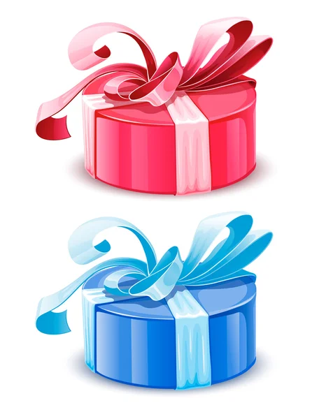 Vector blue and pink gift boxes isolated — Stock Vector