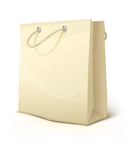 Boş kağıt alışveriş çantası izole kulplu — Stok Vektör