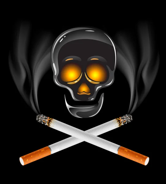 頭蓋骨 - 喫煙コンセプトの危険性とタバコの ctross — ストックベクタ