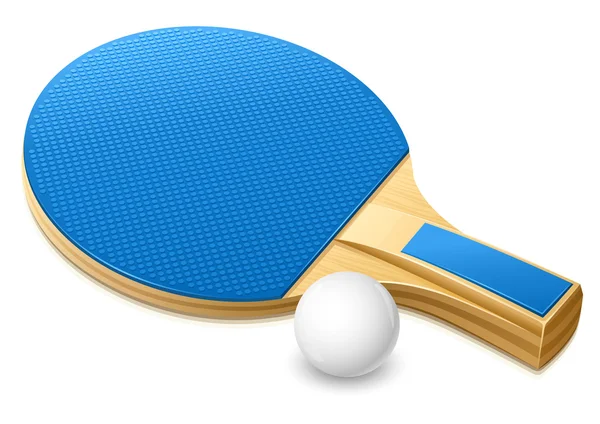 Racket and white ball for playing table tennis game — Stock Vector
