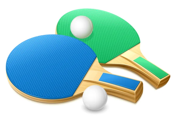 Rackets and white balls for playing table tennis game — Stock Vector