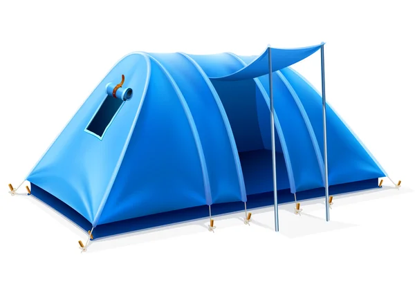 蓝色旅游帐篷露营和旅费 — 图库矢量图片