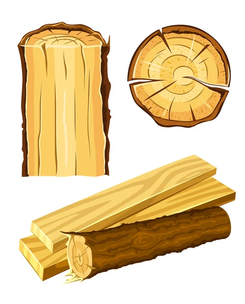 Wooden material wood and board — Stock Vector