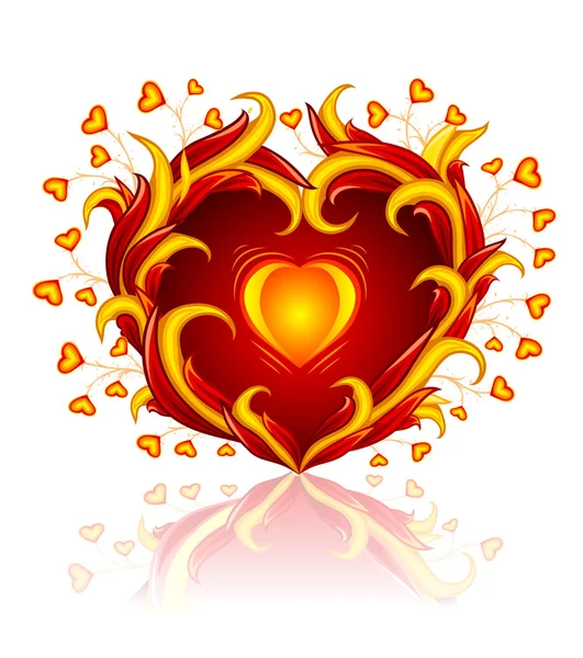 Любовне серце горить у вогні — стоковий вектор