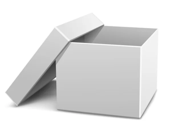 Scatola di cartone aperta vuota bianca — Vettoriale Stock