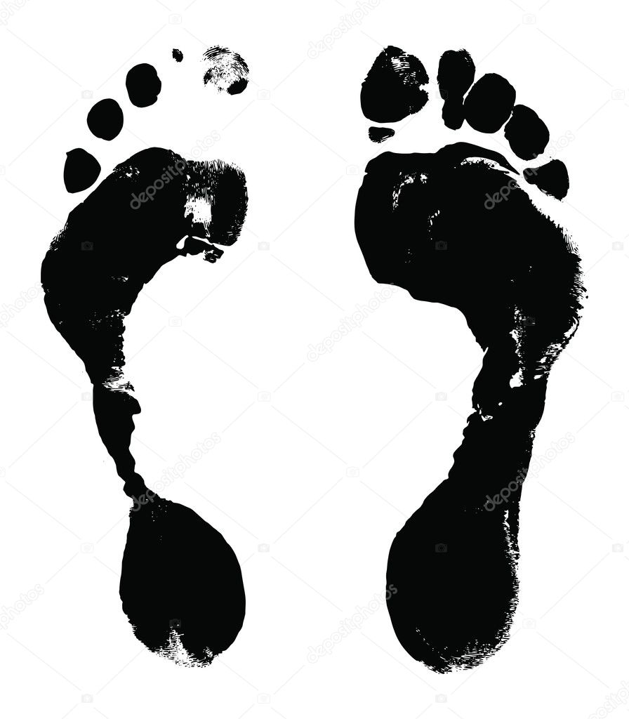 Black ink stamps of human foots — Stock Vector © LoopAll #5782600