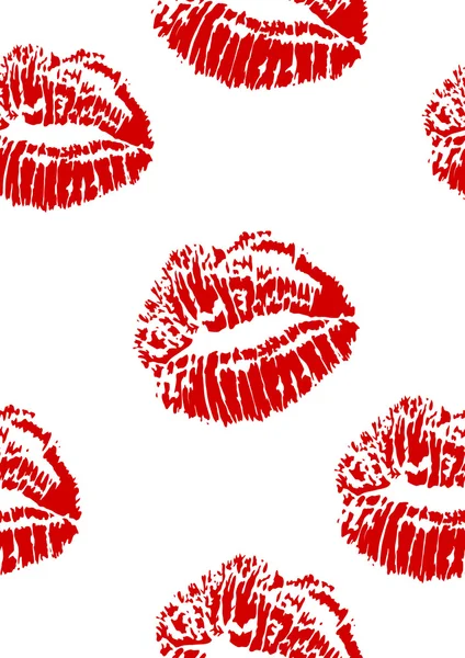 Seamless pattern of red lipstick kiss stamp — Stock Vector