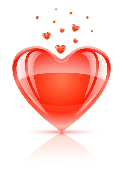 赤いバレンタインの記号 - 愛の心 — ストックベクタ
