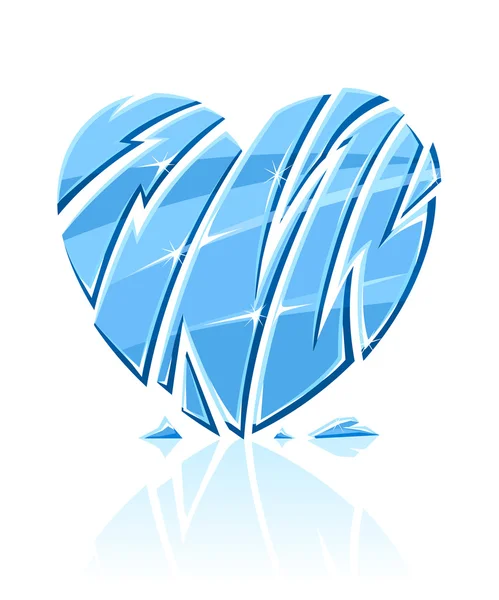 Σπασμένη μπλε παγωμένη καρδιά — Διανυσματικό Αρχείο