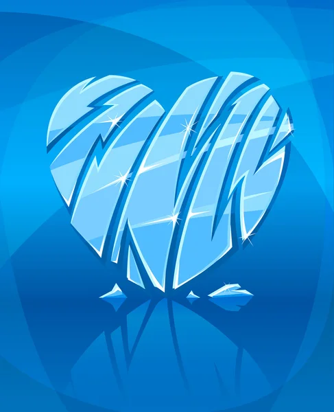 Gebroken ijzige hart op blauwe achtergrond — Stockvector