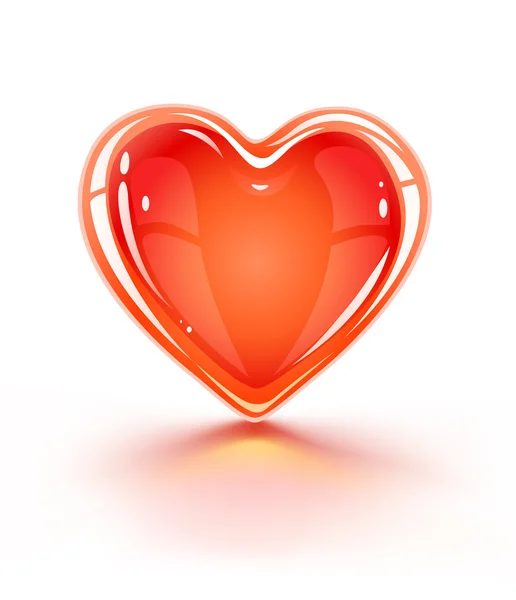 Rode glanzende Valentijnsdag love hart — Stockvector