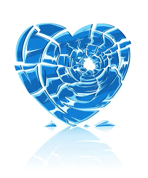 Gebroken blauwe ijskoude hart — Stockvector