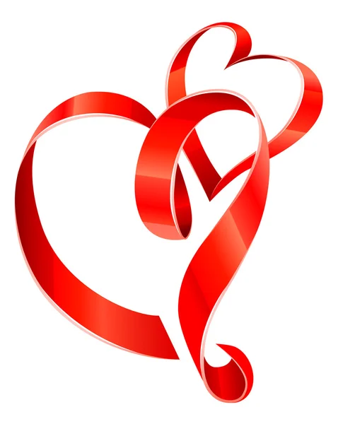 Κόκκινη κορδέλα καρδιές — Διανυσματικό Αρχείο